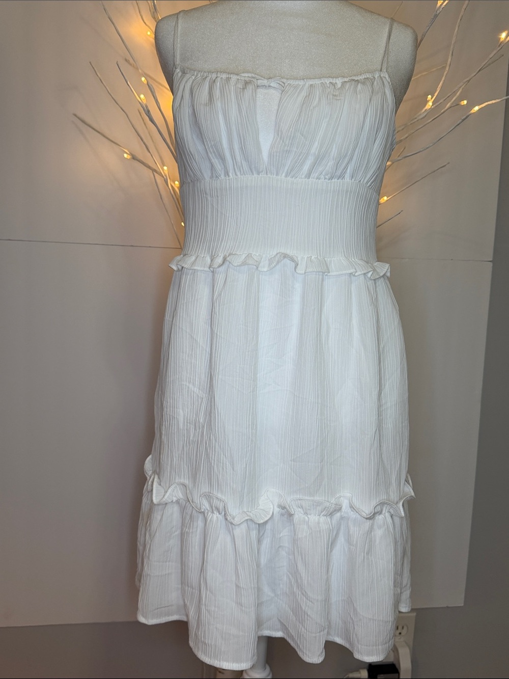 BCNGeneration NWT $88 retail white lined gauze, material, back zip SZ SM